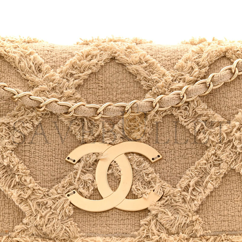 CHANEL TWEED NATURE FLAP DARK BEIGE (38*20*11cm) 